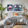 3pcs Lotus Flower and Lotus Bud Wall Art Set Canvas Framed 40x60cm - High Quality Print 100% Australian Made Wall Canvas Ready to Hang - Image 2