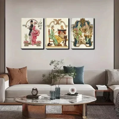 3pcs  The people in the drama performance Wall Art Set Canvas Framed 40x60cm - High Quality Print 100% Australian Made Wall Canvas Ready to Hang