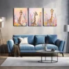 3pcs Colorful Giraffe in Flower Bushes Wall Art Set Canvas Framed 40x60cm - High Quality Print 100% Australian Made Wall Canvas Ready to Hang
