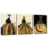 3pcs Polka Dot Cat Sitting on a Pumpkin Wall Art Set Canvas Framed 40x60cm - High Quality Print 100% Australian Made Wall Canvas Ready to Hang - Image 2