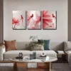 3pcs Bright Red Bird On Transparent Flowers Wall Art Set Canvas Framed 40x60cm - High Quality Print 100% Australian Made Wall Canvas Ready to Hang