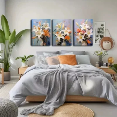 3pcs The Lily's in a Vase  Wall Art Set Canvas Framed 40x60cm - High Quality Print 100% Australian Made Wall Canvas Ready to Hang