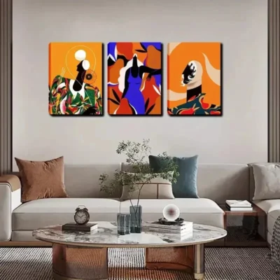 3pcs  The Woman in abstract Style Wall Art Set Canvas Framed 40x60cm - High Quality Print 100% Australian Made Wall Canvas Ready to Hang