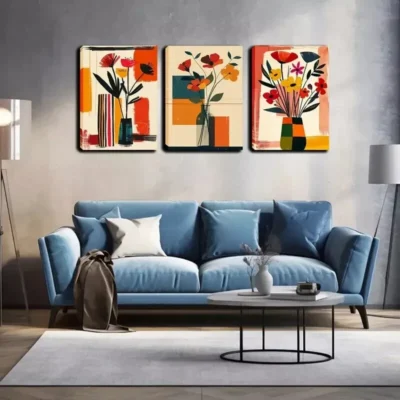 3pcs Flowers In The Vase Wall Art Set Canvas Framed 40x60cm - High Quality Print 100% Australian Made Wall Canvas Ready to Hang