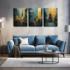 3pcs The Chinese Architectural Of Gold Foil Wall Art Set Canvas Framed 40x60cm - High Quality Print 100% Australian Made Wall Canvas Ready to Hang