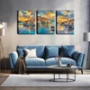3pcs The Seaside Town Wall Art Set Canvas Framed 40x60cm - High Quality Print 100% Australian Made Wall Canvas Ready to Hang