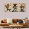3pcs Stylish Cat Bull Sheep Wall Art Set Canvas Framed 40x60cm - High Quality Print 100% Australian Made Wall Canvas Ready to Hang