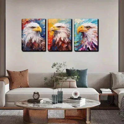 3pcs The Eagle's Side Wall Art Set Canvas Framed 40x60cm - High Quality Print 100% Australian Made Wall Canvas Ready to Hang