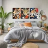 3pcs Vibrant Jungle Cat & Parrot  Wall Art Set Canvas Framed 40x60cm - High Quality Print 100% Australian Made Wall Canvas Ready to Hang - Image 2