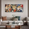 3pcs Vibrant Jungle Cat & Parrot  Wall Art Set Canvas Framed 40x60cm - High Quality Print 100% Australian Made Wall Canvas Ready to Hang