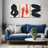 3pcs The Abstract Painting By Thick Line Wall Art Set Canvas Framed 40x60cm - High Quality Print 100% Australian Made Wall Canvas Ready to Hang