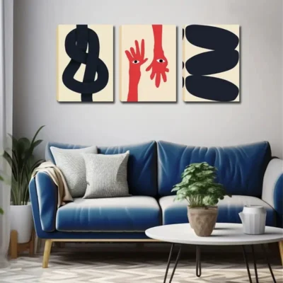 3pcs The Abstract Painting By Thick Line Wall Art Set Canvas Framed 40x60cm - High Quality Print 100% Australian Made Wall Canvas Ready to Hang