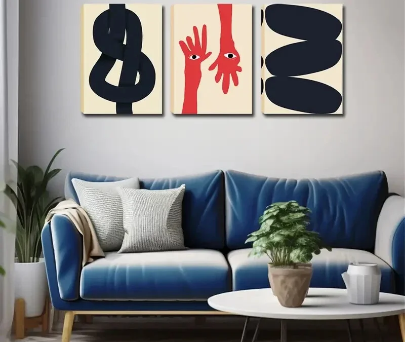 3pcs The Abstract Painting By Thick Line Wall Art Set Canvas Framed 40x60cm – High Quality Print 100% Australian Made Wall Canvas Ready to Hang