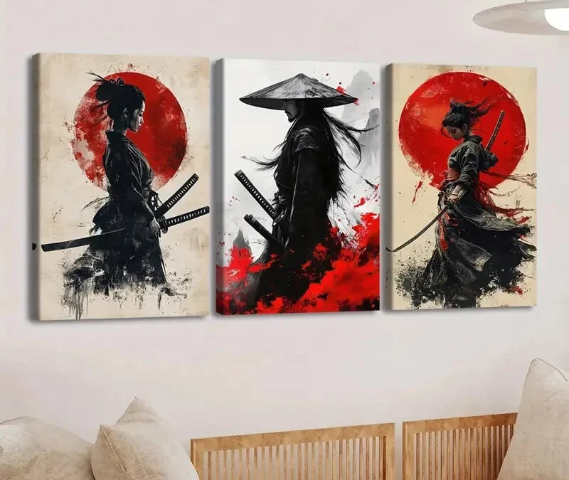 3pcs Stunning Abstract Designs Red Black Ladies Wall Art Set Canvas Framed 40x60cm – High Quality Print 100% Australian Made Wall Canvas Ready to Hang