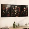 3pcs Abstract Smoking Skeleton Rose Black Chair Wall Art Set Canvas Framed 40x60cm - High Quality Print 100% Australian Made Wall Canvas Ready to Hang - Image 3
