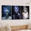 3pcs Abstract Figure Blue Butterfly Black White Wall Art Set Canvas Framed 40x60cm - High Quality Print 100% Australian Made Wall Canvas Ready to Hang