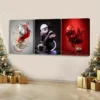 3pcs Modern Abstract Art Red & Gold Black White Wall Art Set Canvas Framed 40x60cm - High Quality Print 100% Australian Made Wall Canvas Ready to Hang
