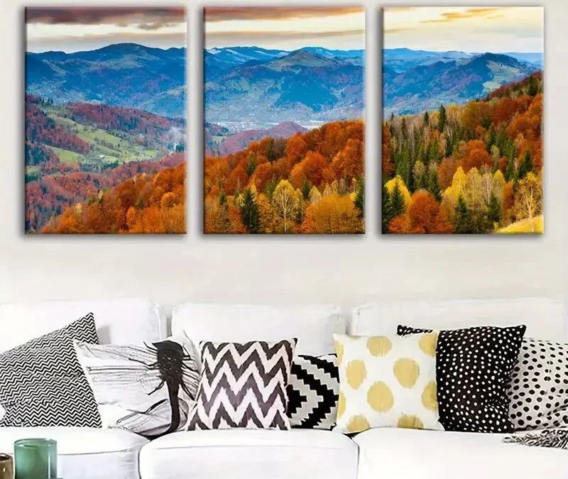 3pcs Fantasy Nature Valley Scene Colorful Trees Wall Art Set Canvas Framed 40x60cm – High Quality Print 100% Australian Made Wall Canvas Ready to Hang