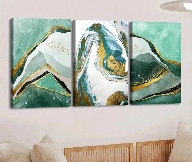 3pcs Simple Nordic Style Abstract Geometry Color Wall Art Set Canvas Framed 40x60cm – High Quality Print 100% Australian Made Wall Canvas Ready to Hang