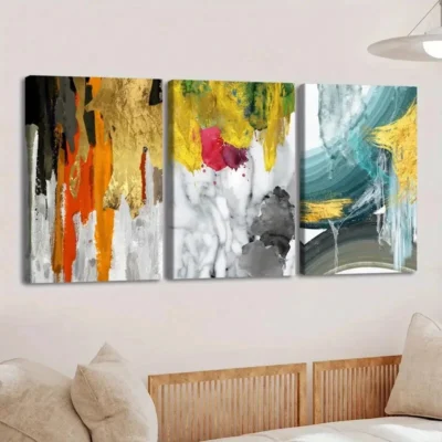 3pcs Cool Nordic Style Abstract Geometry Colors Wall Art Set Canvas Framed 40x60cm - High Quality Print 100% Australian Made Wall Canvas Ready to Hang