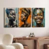 3pcs Fashion Portraits Vibrant Abstract Black Wall Art Set Canvas Framed 40x60cm - High Quality Print 100% Australian Made Wall Canvas Ready to Hang