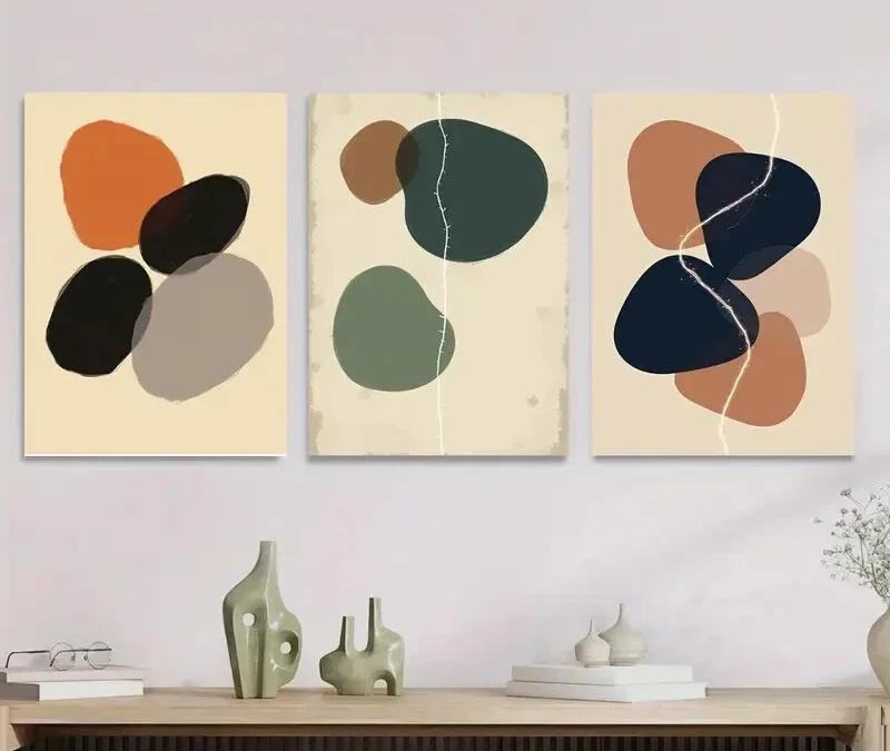 3pcs Modern Abstract Minimalist Vibrant Orange Wall Art Set Canvas Framed 40x60cm – High Quality Print 100% Australian Made Wall Canvas Ready to Hang