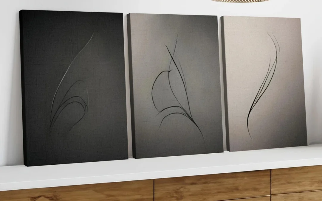 3pcs Art tryptic trendy Abstract Gray Black Line Wall Art Set Canvas Framed 40x60cm – High Quality Print 100% Australian Made Wall Canvas Ready to Hang