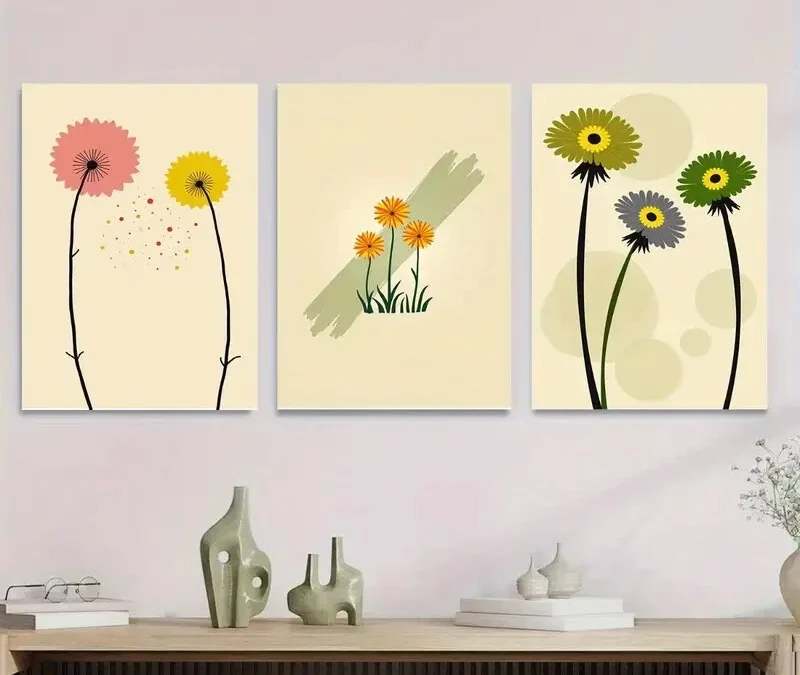3pcs Modern Floral Elegant Pink Yellow Wall Art Set Canvas Framed 40x60cm – High Quality Print 100% Australian Made Wall Canvas Ready to Hang