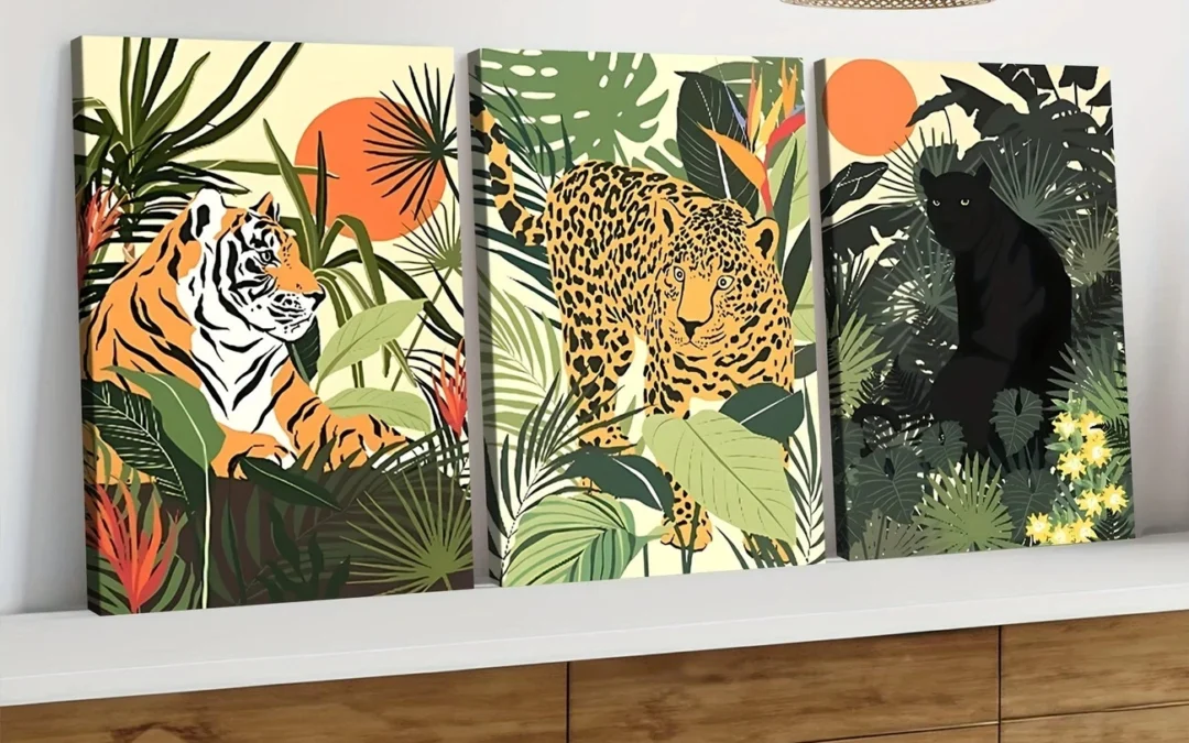 3pcs Classic Modern Jungle Animal Tiger Nature Wall Art Set Canvas Framed 40x60cm – High Quality Print 100% Australian Made Wall Canvas Ready to Hang