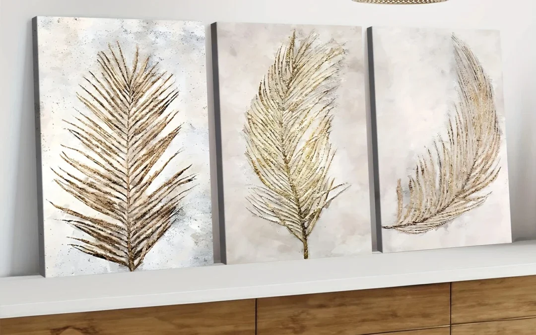 3pcs Classic Modern Vintage Leaf Brown Leaves Wall Art Set Canvas Framed 40x60cm – High Quality Print 100% Australian Made Wall Canvas Ready to Hang