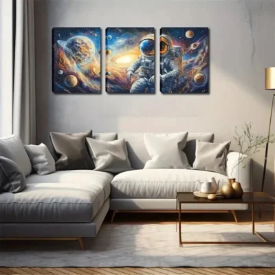 3pcs Full of Light And Shadow Changes of Science Wall Art Set Canvas Framed 50x70cm - High Quality Print 100% Australian Made Wall Canvas Ready to Hang