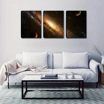 3pcs Endless Stars Diamond-Like Constellation  Wall Art Set Canvas Framed 50x70cm - High Quality Print 100% Australian Made Wall Canvas Ready to Hang
