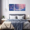 3pcs Pink Cherry Blossom Landscape  Wall Art Set Canvas Framed 50x70cm - High Quality Print 100% Australian Made Wall Canvas Ready to Hang - Image 2