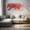 3pcs Red Leaf Vintage Style Wall Art Set Canvas Framed 50x70cm - High Quality Print 100% Australian Made Wall Canvas Ready to Hang - Image 2