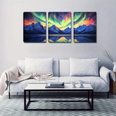3pcs Geometric Painting Peaks Sharp Natural Style Wall Art Set Canvas Framed 50x70cm - High Quality Print 100% Australian Made Wall Canvas Ready to Hang