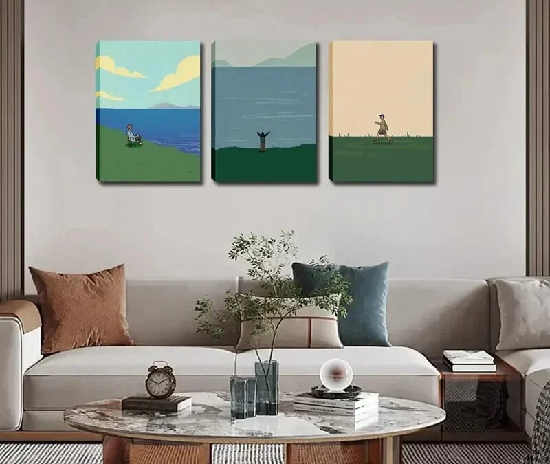 3pcs Fall Season Leisure Men Scenarios Wall Art Set Canvas Framed 40x60cm – High Quality Print 100% Australian Made Wall Canvas Ready to Hang