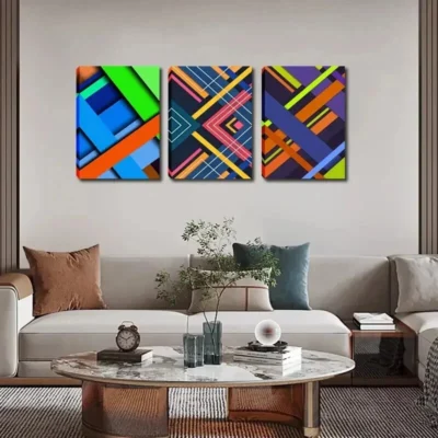 3pcs Abstract Striped Wall Art Set Canvas Framed 40x60cm - High Quality Print 100% Australian Made Wall Canvas Ready to Hang