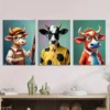 3pcs Colorful Cow Modern Farmhouse Animal Wall Art Set Canvas Framed 40x60cm - High Quality Print 100% Australian Made Wall Canvas Ready to Hang