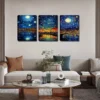3pcs Colorful Galaxy And City Wall Art Set Canvas Framed 40x60cm - High Quality Print 100% Australian Made Wall Canvas Ready to Hang