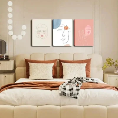 3pcs Abstract Line Art Women Wall Art Set Canvas Framed 40x60cm - High Quality Print 100% Australian Made Wall Canvas Ready to Hang