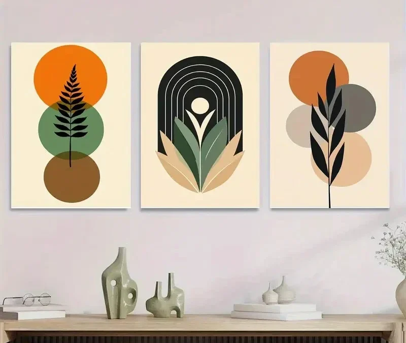 3pcs Abstract Boho Style Framed Botanical Wall Art Set Canvas Framed 40x60cm – High Quality Print 100% Australian Made Wall Canvas Ready to Hang