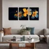 3pcs Flowers Blooming in the Dark Wall Art Set Canvas Framed 40x60cm - High Quality Print 100% Australian Made Wall Canvas Ready to Hang