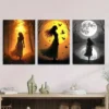 3pcs Sunset, Moonlight & Silhouette Classic Girl Wall Art Set Canvas Framed 40x60cm - High Quality Print 100% Australian Made Wall Canvas Ready to Hang