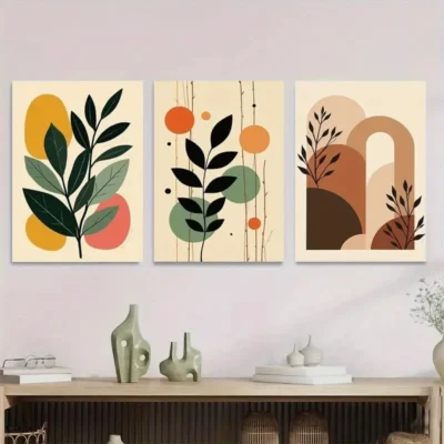 3pcs Abstract Botanical Framed Colorful Wall Art Set Canvas Framed 40x60cm - High Quality Print 100% Australian Made Wall Canvas Ready to Hang