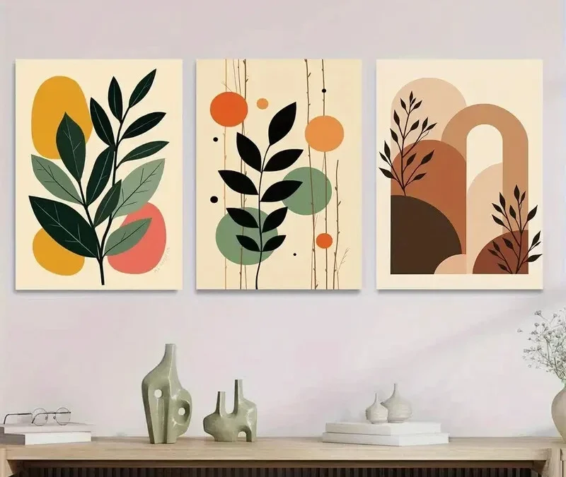 3pcs Abstract Botanical Framed Colorful Wall Art Set Canvas Framed 40x60cm – High Quality Print 100% Australian Made Wall Canvas Ready to Hang