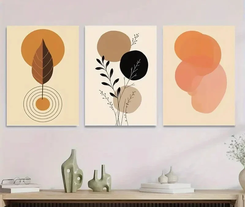 3pcs Geometric Nature Designs Modern Abstract Wall Art Set Canvas Framed 40x60cm – High Quality Print 100% Australian Made Wall Canvas Ready to Hang