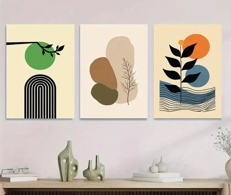 3pcs Abstract 3 Minimalist Modern Green Wall Art Set Canvas Framed 40x60cm – High Quality Print 100% Australian Made Wall Canvas Ready to Hang