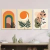 3pcs Boho Rainbow, Sun, And Leaf Modern Abstrac Wall Art Set Canvas Framed 40x60cm - High Quality Print 100% Australian Made Wall Canvas Ready to Hang