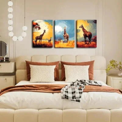 3pcs Abstract Line Art Animal Series Wall Art Set Canvas Framed 40x60cm - High Quality Print 100% Australian Made Wall Canvas Ready to Hang