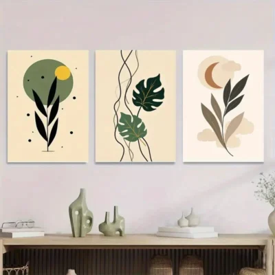 3pcs Modern Abstract Leaf Nature Botanical Wall Art Set Canvas Framed 40x60cm - High Quality Print 100% Australian Made Wall Canvas Ready to Hang